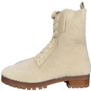 kate spade Cream Faux Fur Lace-Up Heeled Boots